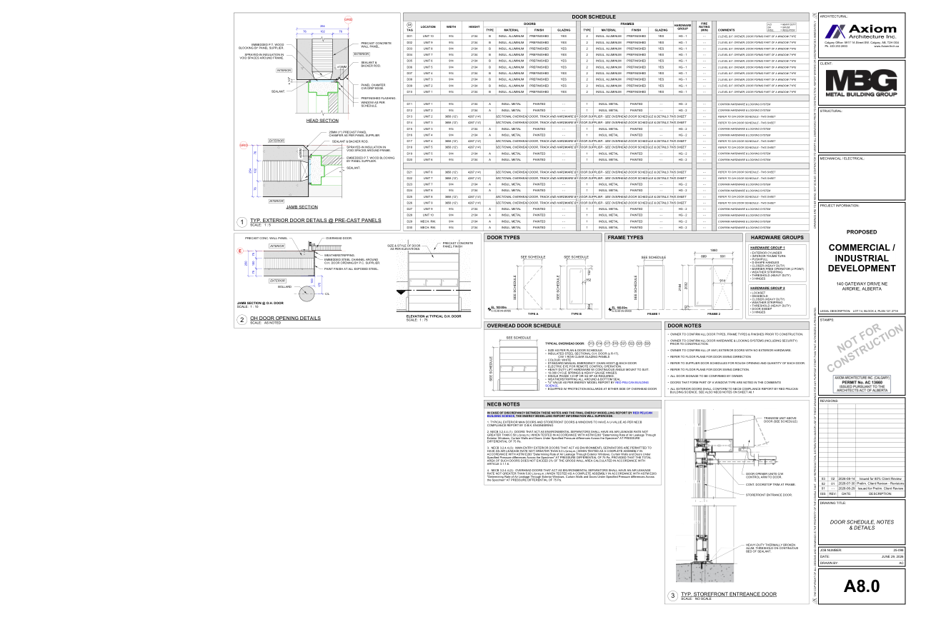 A8.0 — Door details architectural sheet