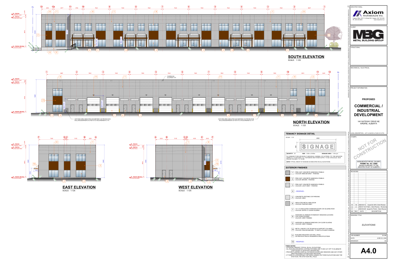 A4.0 — Building elevations architectural sheet